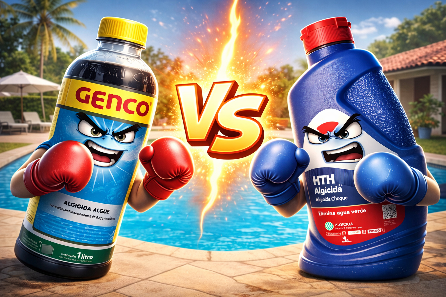 confronto de algicidas na piscina